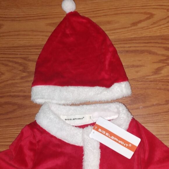 Big Elephant infant boys Santa outfit with santa hat  Sz 70 (3-6 months) NWT - Picture 2 of 5